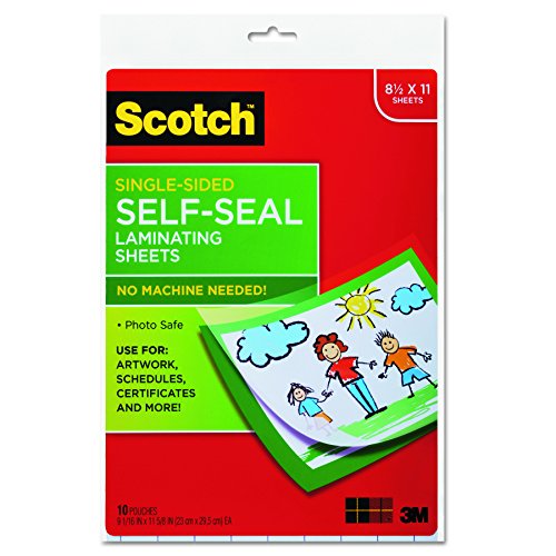 Book Cover Scotch LS854SS10 Self-Sealing Laminating Sheets, 6.0 mil, 8 1/2 x 11 (Pack of 10)