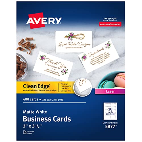 Book Cover Avery Clean Edge Printable Business Cards with Sure Feed Technology, 2