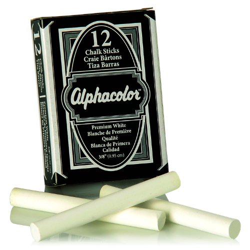Quartet Alpha Non-Toxic Low Dust Chalk, 3/8" Inch Diameter, White, 12 Sticks per Pack (314005)