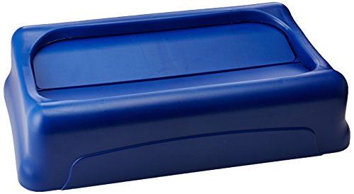 Book Cover Rubbermaid Commercial Products FG267360BLUE Slim Jim Trash Can, Swing Lid, Blue
