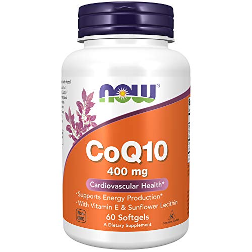 Book Cover NOW Supplements, CoQ10 400 mg, Pharmaceutical Grade, All-Trans Form produced by Fermentation, 60 Softgels