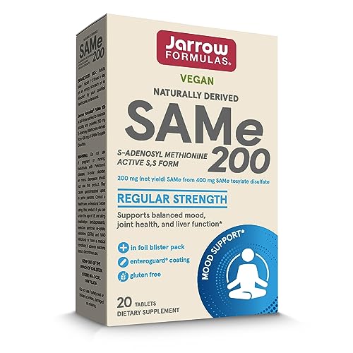Jarrow Formulas Same 200 mg Highest Concentration of Active S,S Form, Supports Joint Health, Liver Function, Brain Metabolism, Mood & Antioxidant Defense, 20 Servings, White, 20 Count