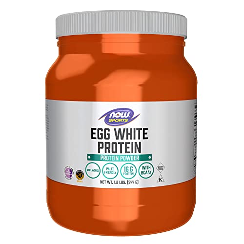 Book Cover NOW Sports Nutrition, Egg White Protein, 16 g With BCAAs, Unflavored Powder, 1.2-Pound