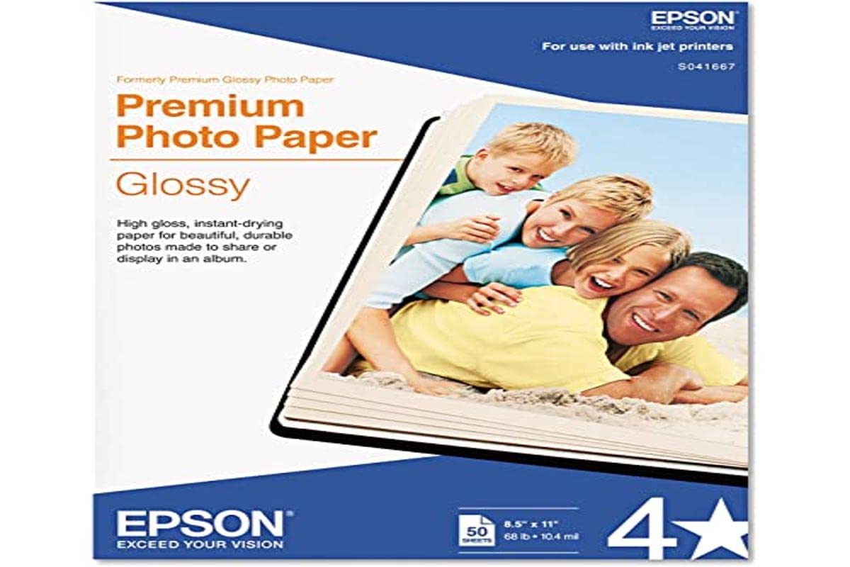 Book Cover Epson Premium Photo Paper GLOSSY (8.5x11 Inches, 25 Sheets) (S042183),White 8.5x11 Inches 25 Sheets Photo Paper
