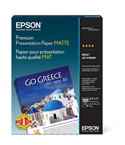 Book Cover Epson Premium Presentation Paper MATTE (8.5x11 Inches, 100 Sheets) (S042180),Black