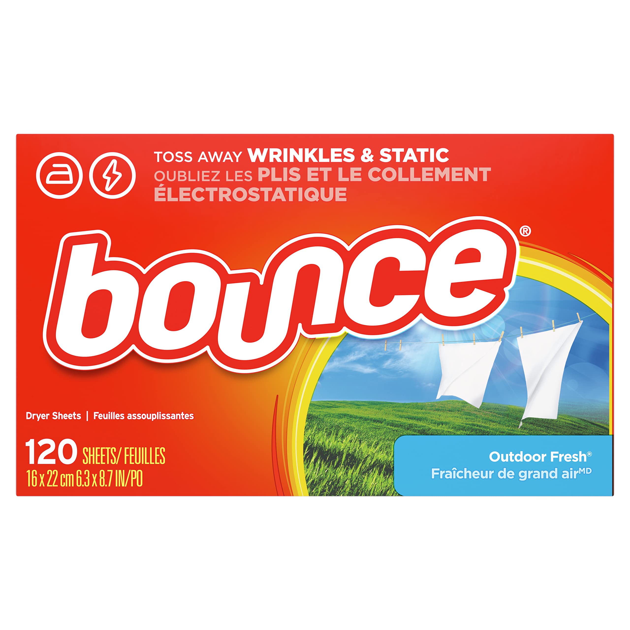 Book Cover Bounce Dryer Sheets Laundry Fabric Softener, Outdoor Fresh Scent, 120 Count Dryer Sheets, 120 count