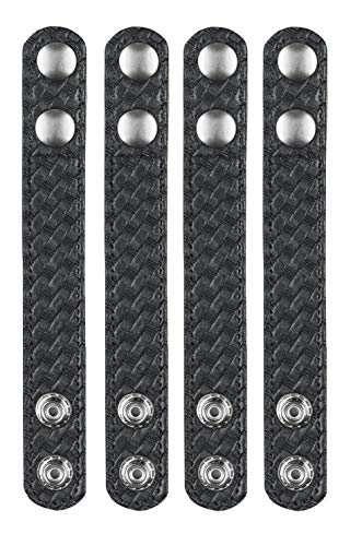 Book Cover Bianchi AccuMold Elite 4-Pack 7906 Chrome Snap Belt Keepers (Basketweave Black), 2.25 Inches