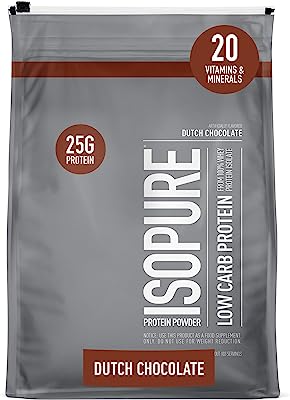Book Cover Isopure Low Carb, Keto Friendly Protein Powder, 100% Whey Protein Isolate, Flavor: Dutch Chocolate, 7.5 Pounds