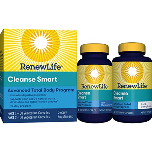 Book Cover Renew Life Cleanse Smart, Helps Reduce Bloating & Return to Regularity, 2-Part Total Body Program, Uses Herbs, Herbal Extract & Magnesium to Cleanse & Detox, Soy, Dairy & Gluten Free, 120 Capsules