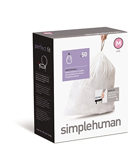 Book Cover simplehuman Custom Fit Trash Can Liner M, 45 L / 12 Gal, 50-Count Box