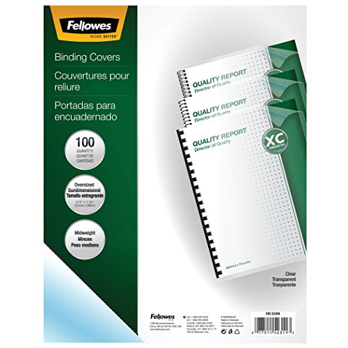 Fellowes 52311 Crystals Presentation Covers with Round Corners, 8mil 11 1/4 x 8 3/4, Clear (Pack of 100)