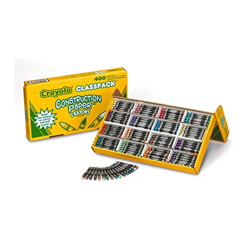Crayola Construction Paper Crayons Classpack, Bulk Assorted School Supplies, 16 Colors, 400/Set