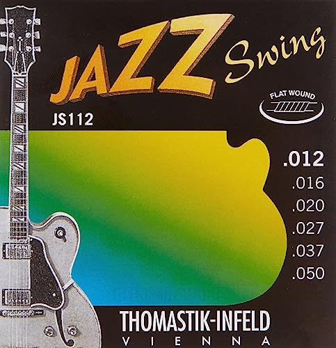 Book Cover Thomastik Jazz Swing Series Guitar 6 String Pure Nickel Flat Wounds E, B, G, D, A, E Set (JS112)