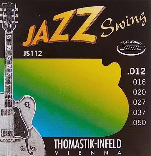 Thomastik Jazz Swing Series Guitar 6 String Pure Nickel Flat Wounds E, B, G, D, A, E Set (JS112)