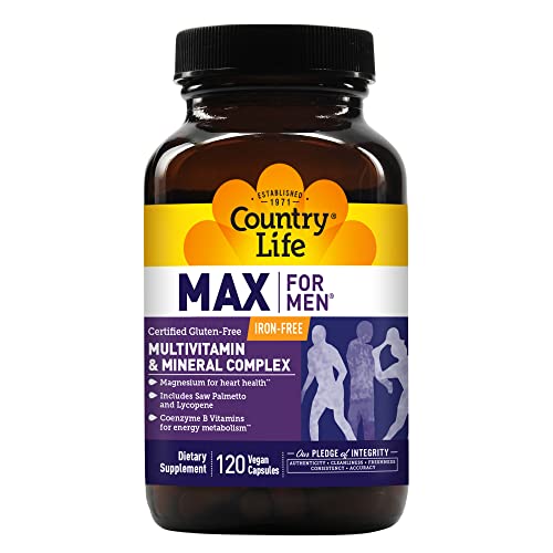 Country Life Max for Men - Multivitamin and Mineral Complex, Iron-free - 120 Vegetarian Capsules