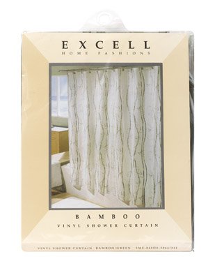 Book Cover Excell Home Fashions 70-by-72-Inch Vinyl Shower Curtain, Green Bamboo