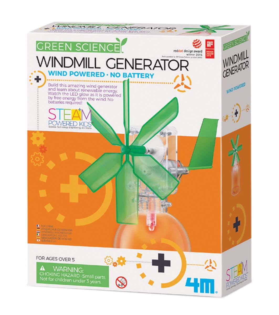 Book Cover 4M Toysmith, Green Science Windmill Generator Kit, DIY Science Kit With LED Lights, For Boys & Girls Ages 8+ (Packaging May Vary)