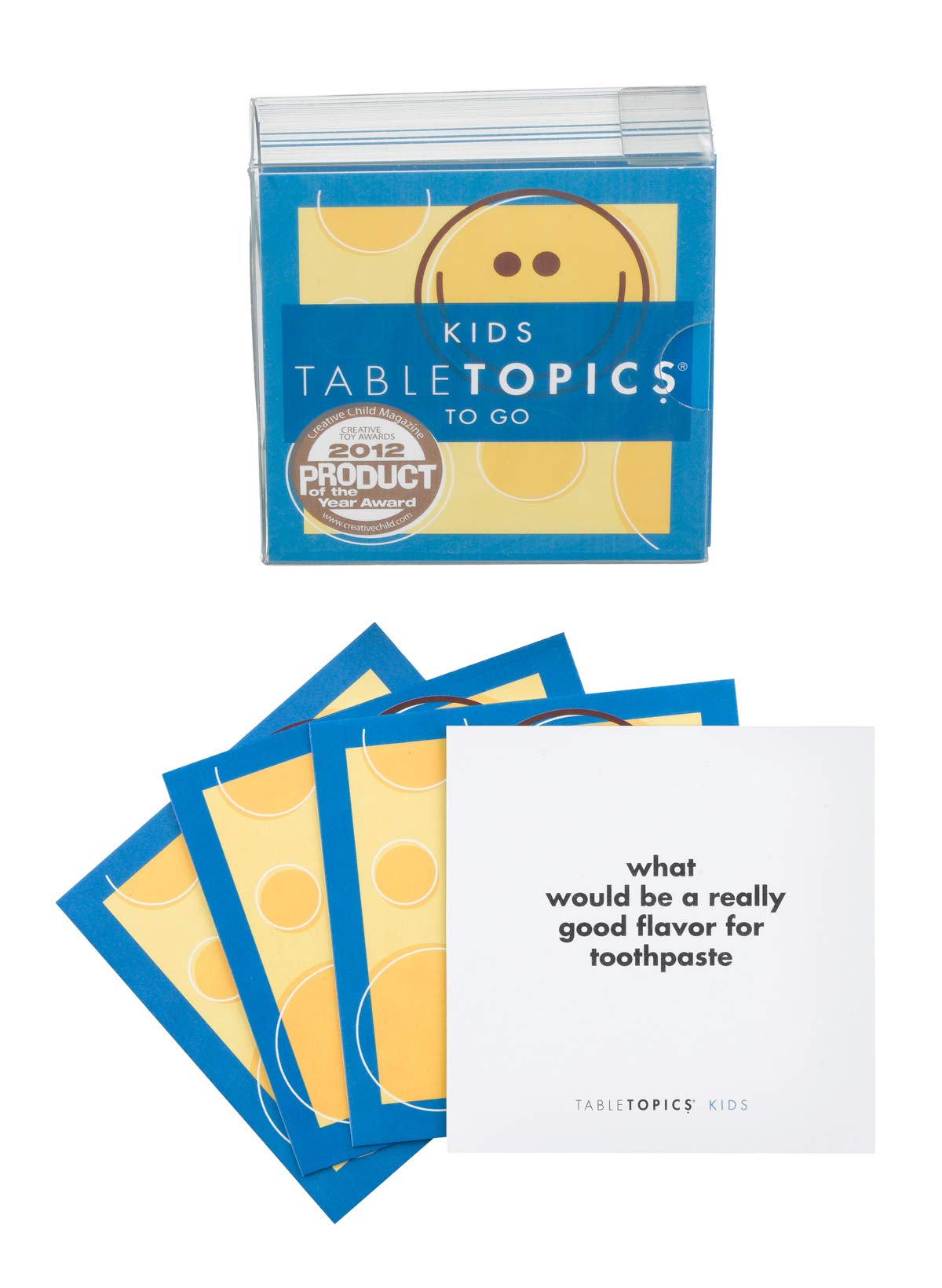Book Cover TableTopics to GO Kids - 40 Conversation Cards for Kids, Family Game Night, Family Dinner, Road Trip - Great Gift for Kids to Start a Fun Memorable Conversation.