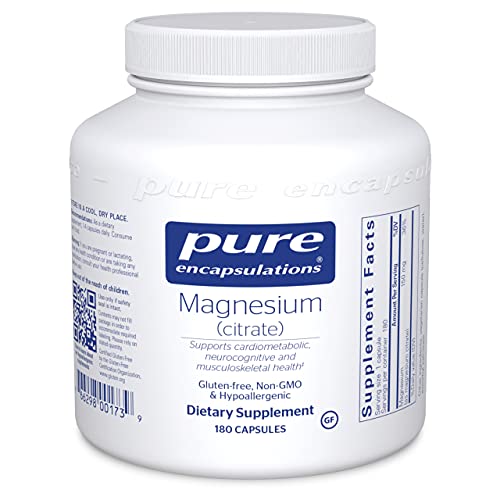 Book Cover Pure Encapsulations Magnesium (Citrate) | Supplement for Constipation, Stress Relief, Sleep, Heart Health, Nerves, Muscles, and Metabolism* | 180 Capsules