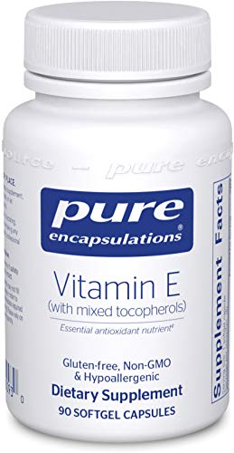 Book Cover Pure Encapsulations - Vitamin E (with Mixed Tocopherols) - Dietary Supplement for Proper Cellular and Cardiovascular Functioning - 90 Softgel Capsules