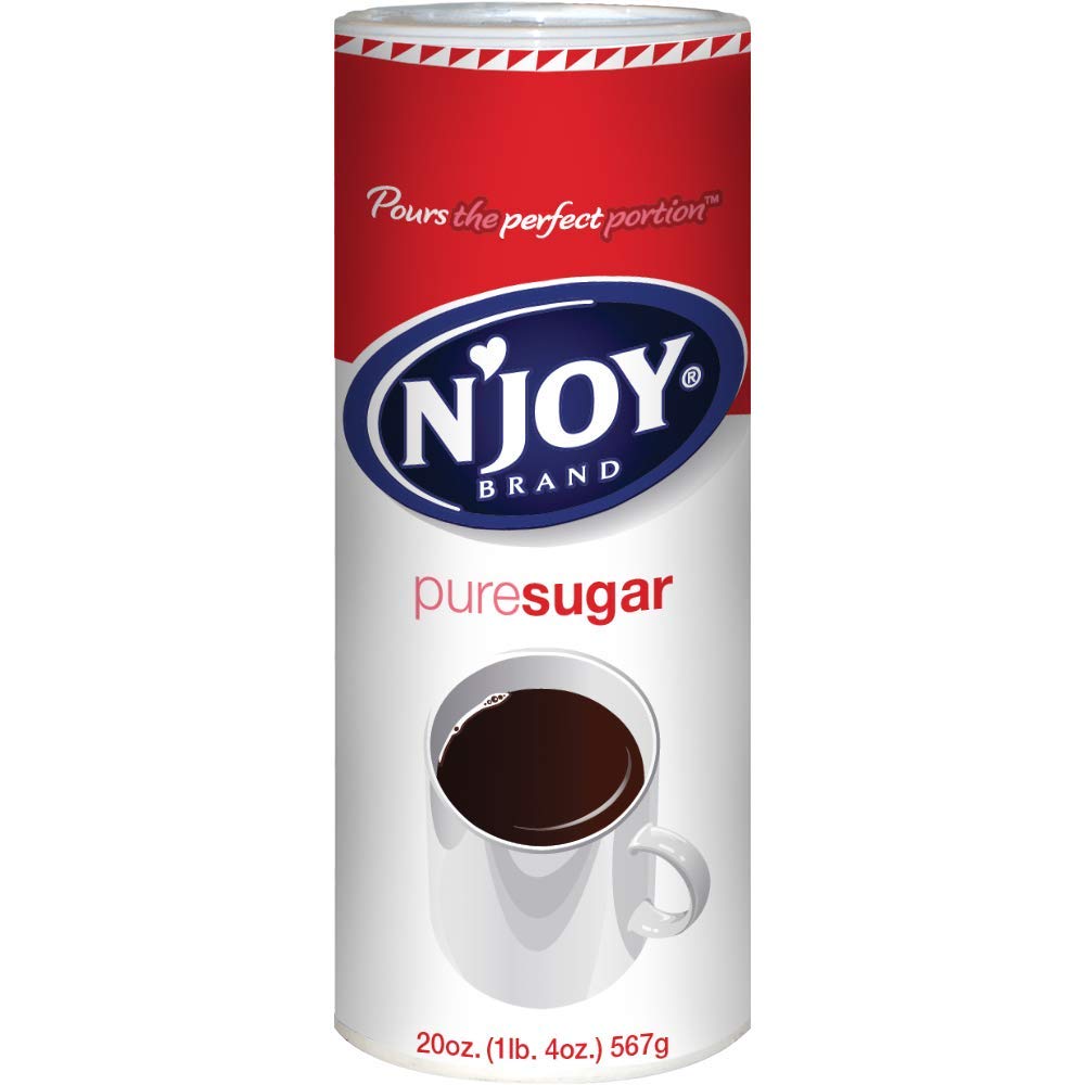 Book Cover N'Joy Sugar Canister | 20 Ounce, Pack of 6 | 100% Pure Granulated Sugar| Easy Pour Lid, Bulk Size