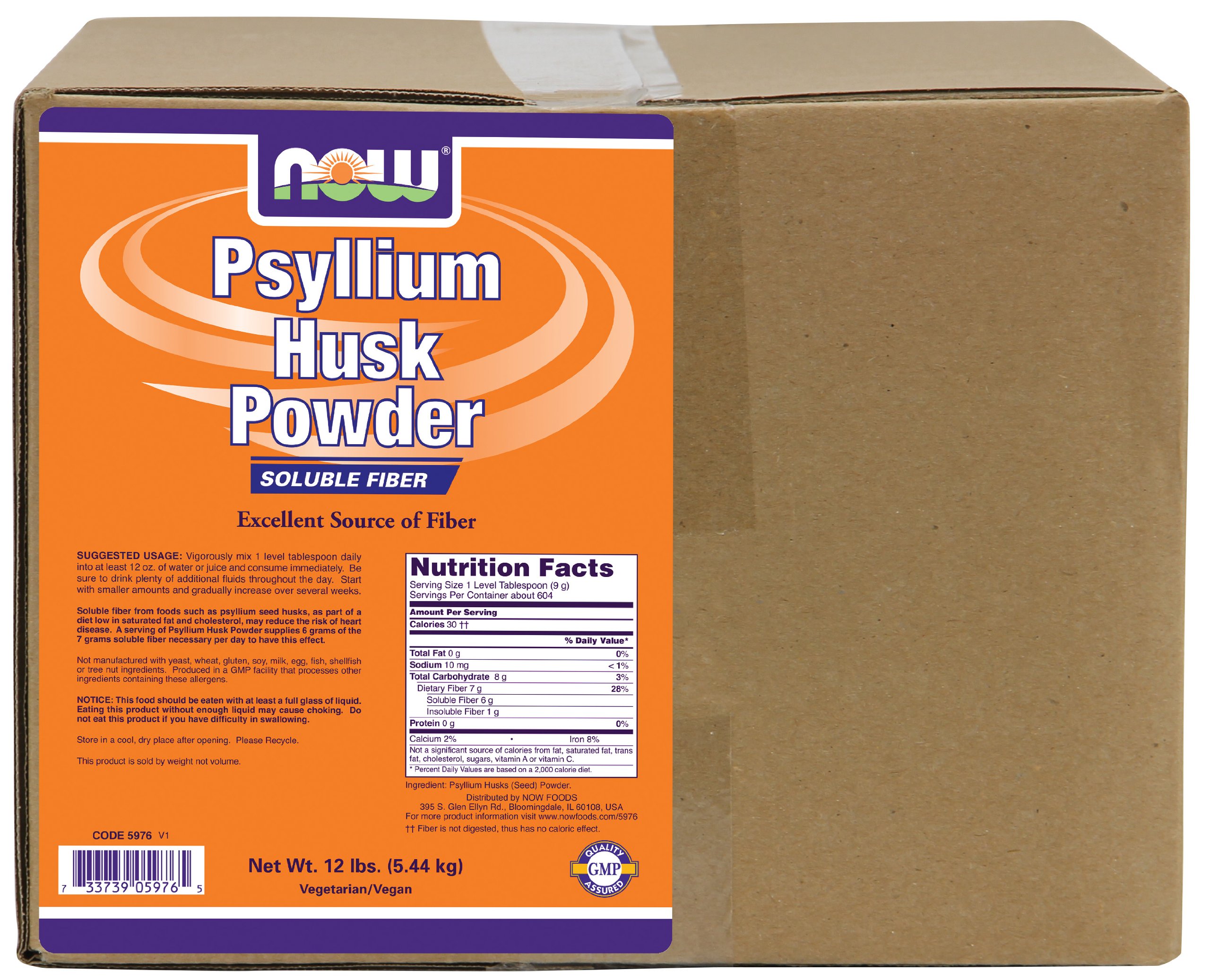 Book Cover NOW Supplements, Psyllium Husk Powder, Non-GMO Project Verified, Soluble Fiber, 12-Pound