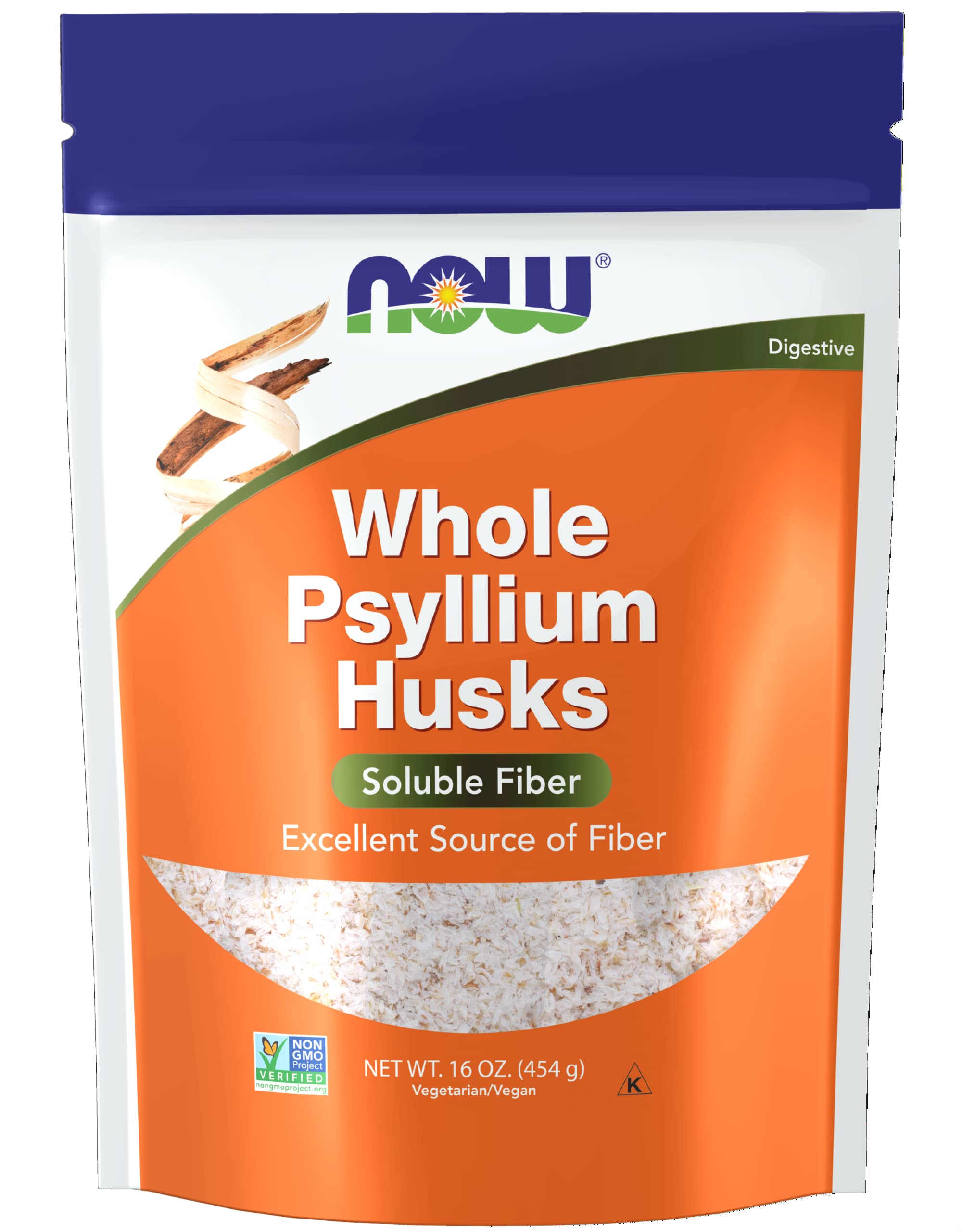 Book Cover NOW Supplements, Whole Psyllium Husks, Non-GMO Project Verified, Soluble Fiber, 16-Ounce 1 Pound (Pack of 1)