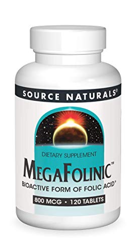 Book Cover Source Naturals MegaFolinic , Bioactive Form of Folic Acid, 800 mcg - 120 Tablets