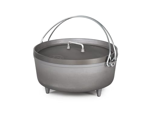 GSI Outdoors 12-Inch Hard Anodized Dutch Oven | Heavy-Duty, Non-Reactive, Rust-Free | Perfect for Open Fire, Camp Coals, Home Oven Use | Dutch Oven for Sourdough Bread, Stews, Soups and More