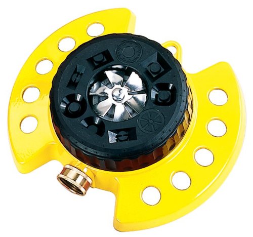Book Cover Dramm ColorStorm 9-Pattern Premium Turret Sprinkler With Heavy Duty Metal Base - Yellow #15023