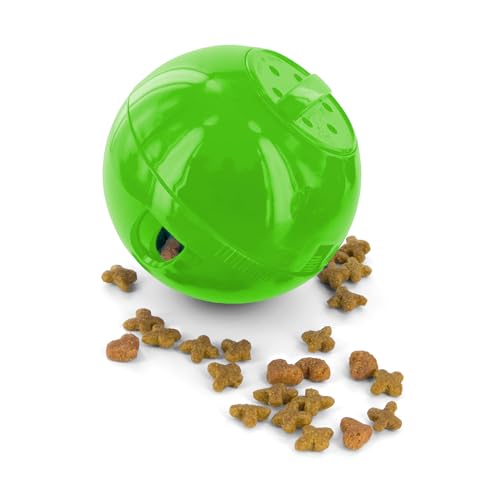 PetSafe SlimCat Food-Dispensing Cat Toy Green, Treat Toy, Interactive Food Dispenser, Activity Snack Ball for Cats of All Ages