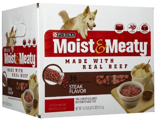 Purina Moist & Meaty Wet Dog Food, Steak Flavor - 36 ct. Pouch