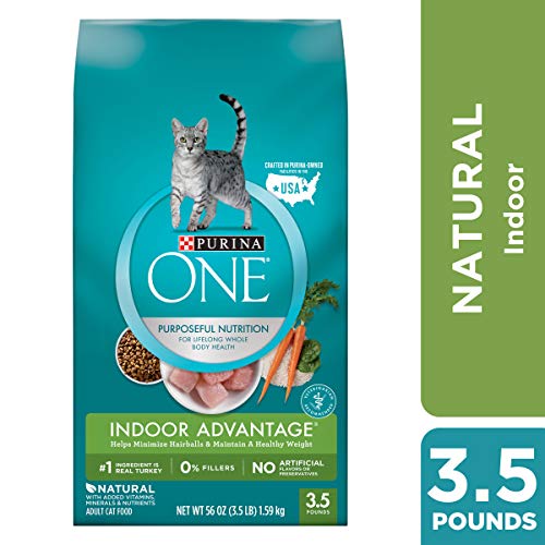 Purina ONE Hairball, Weight Control, Indoor, Natural Dry Cat Food, Indoor Advantage - 3.5 lb. Bag