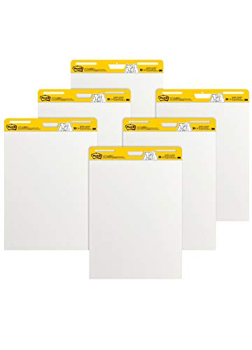 Book Cover Post-it Super Sticky Easel Pad, 25 x 30 Inches, 30 Sheets/Pad, 6 Pads (559VAD6PK), Large White Premium Self Stick Flip Chart Paper, Super Sticking Power