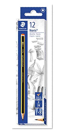 Staedtler Noris 120, Crayons graphites extrêmement résistants, Étui carton avec 12 crayons 2B 2 mm, Pour écriture, dessin et croquis, 120-0 VE
