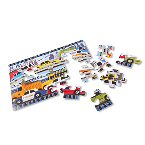 Book Cover Melissa & Doug Traffic Jam Jumbo Jigsaw Floor Puzzle (24 pcs, 2 x 3 feet long) - Kids Vehicle Puzzles, Large Floor Puzzles For Preschoolers And Kids Ages 3+
