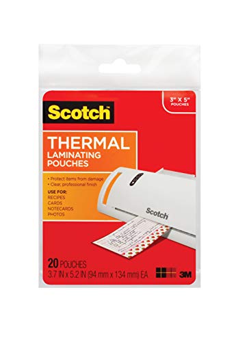 Book Cover Scotch Thermal Laminating Pouches, 3.7 x 5.2-Inches, 20-Pouches (TP5902-20)