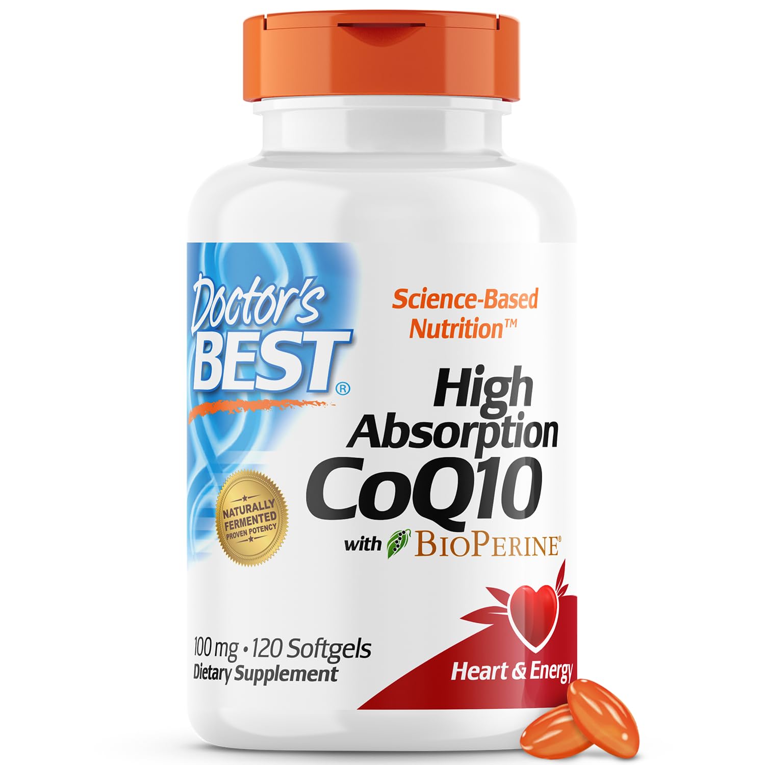 Book Cover Doctor's Best High Absorption CoQ10 with BioPerine, Gluten Free, Naturally Fermented, Heart Health, Energy Production, 100 mg, 120 Count 120.0 Servings (Pack of 1)