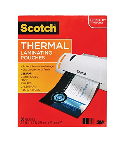 Book Cover Scotch Thermal Laminating Pouches, 8.9 x 11.4-Inches, 3 mil thick, 50-Pack (TP3854-50),Clear