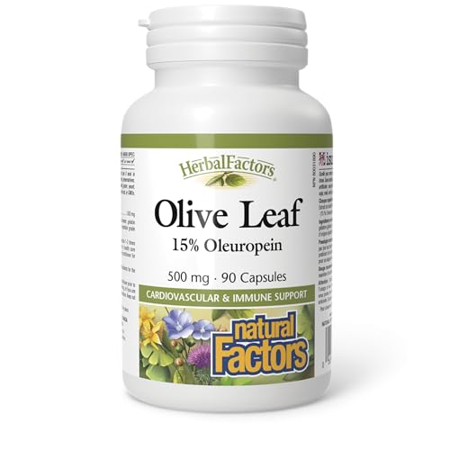 HerbalFactors by Natural Factors, Olive Leaf 500 mg, Natural Wellness Formula, 90 Capsules