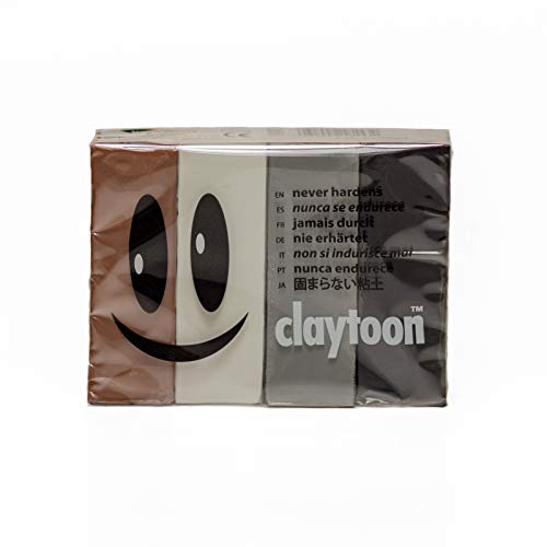 Book Cover Van Aken International – Claytoon – Non-Hardening Modeling Clay – VA18153 – Neutral – Brown, White, Silver Gray, Black – 1 Pound Set (4-1/4 Pound Bars) – claymation, Gluten-Free, Non-Toxic