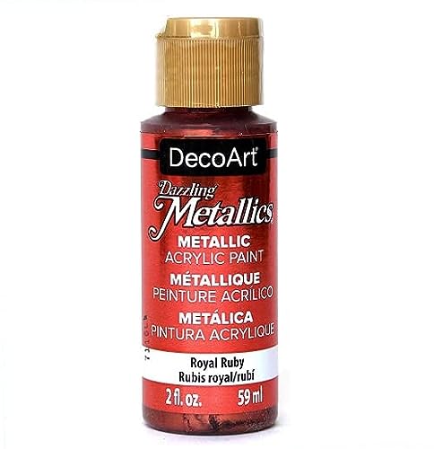 Book Cover DecoArt Dazzling Metallics 2-Ounce Royal Ruby Acrylic Paint, Red