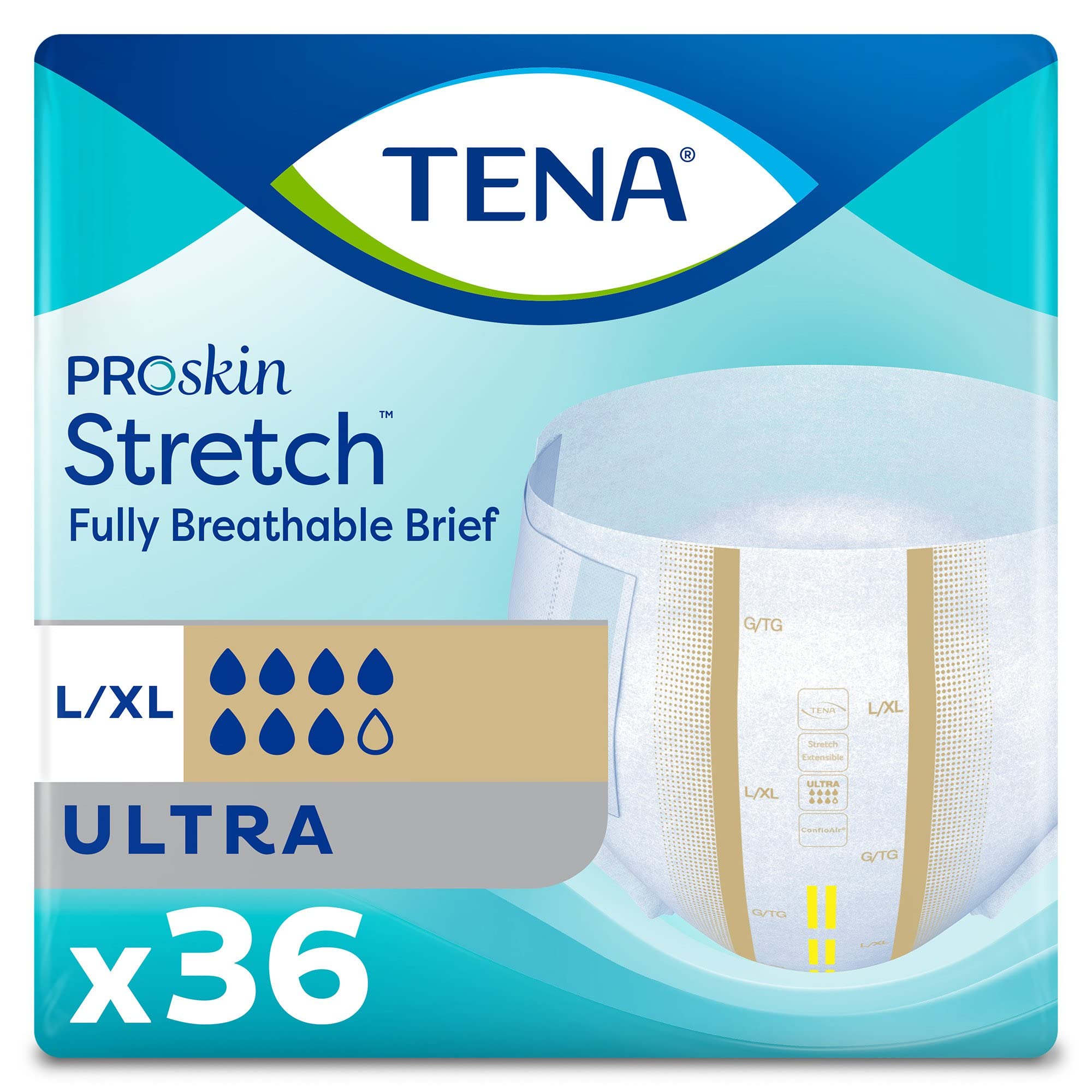 Book Cover Tena Ultra Stretch Briefs Size Large/XL Case/72 (2 Bags of 36)