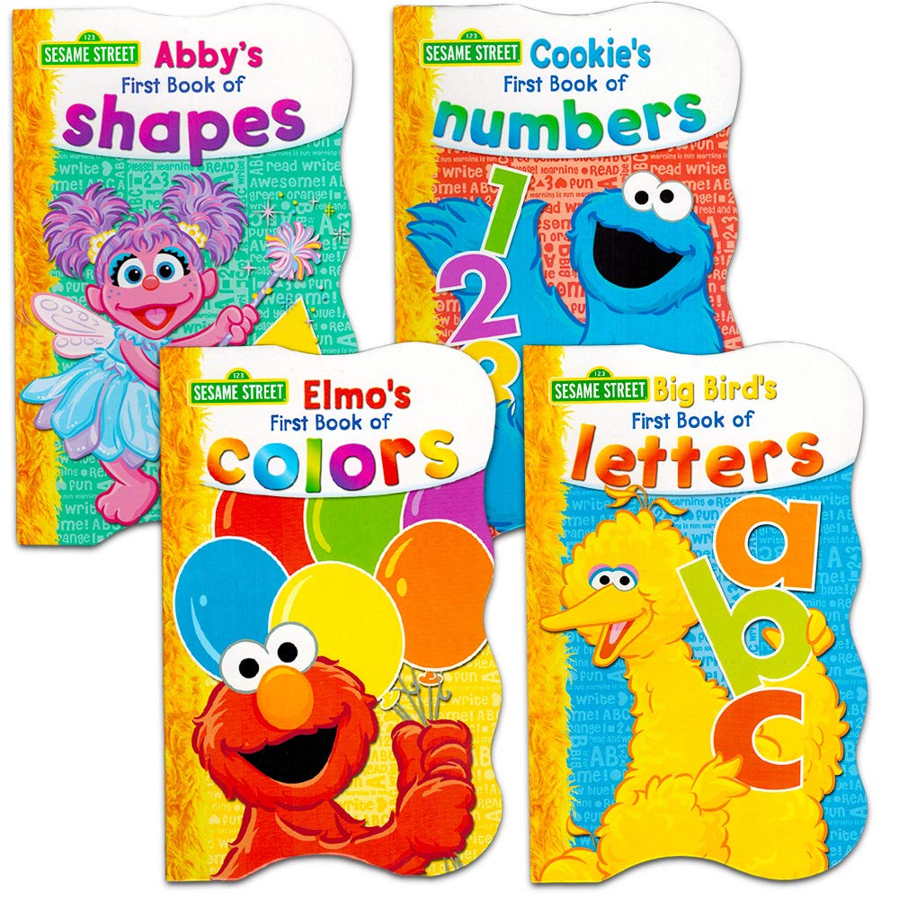 Book Cover Sesame Street First Books Series; BIG Bird's Letters, Abby's Shapes, Elmo's Colors, Cookie's Numbers [Board Book Hardcovers, 4 Books]