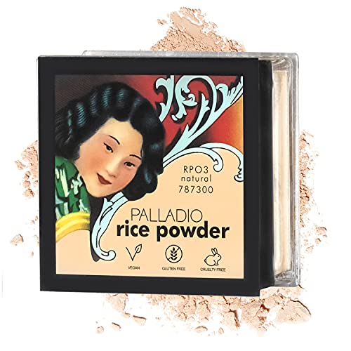Book Cover Palladio Rice Powder, Natural, Loose Setting Powder, Absorbs Oil, Leaves Face Looking and Feeling Smooth, Helps Makeup Last Longer For a Flawless, Fresh Look