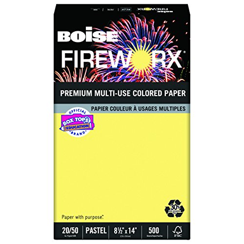 Boise MP2204CY FIREWORX Colored Paper, 20lb, 8-1/2 x 14, Crackling Canary, 500 Sheets per Ream
