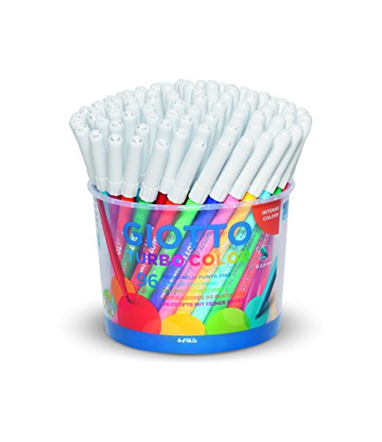 GIOTTO Turbocolor Felt Tip Fibre Pens, Fine Tip Nib 2.8mm, 96 x Assorted Colours, Ideal for Children, Parties and Schools