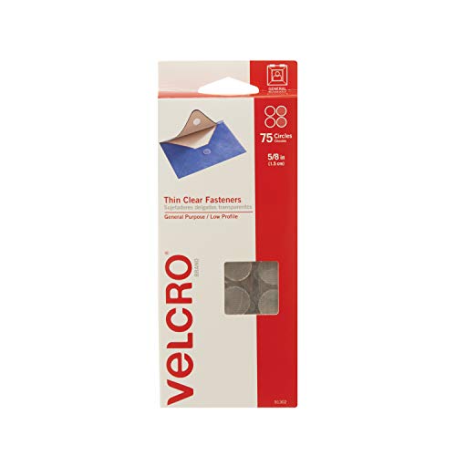 Book Cover VELCRO Brand - Thin Clear Fasteners | Perfect for Home or Office | 5/8in Coins | Pack of 75