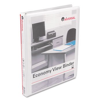 Universal Round Ring Economy Vinyl View Binder, 1/2-Inch Capacity, White (UNV20952PP)