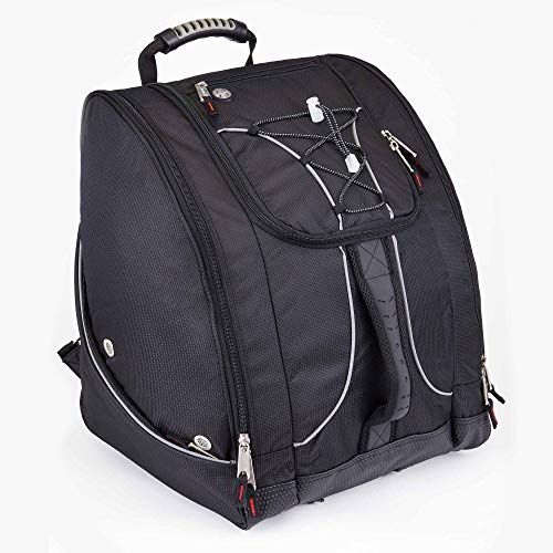 Athalon Everything Ski & Snowboard Boot Bag/Backpack with Waterproof PVC Bottom, Black